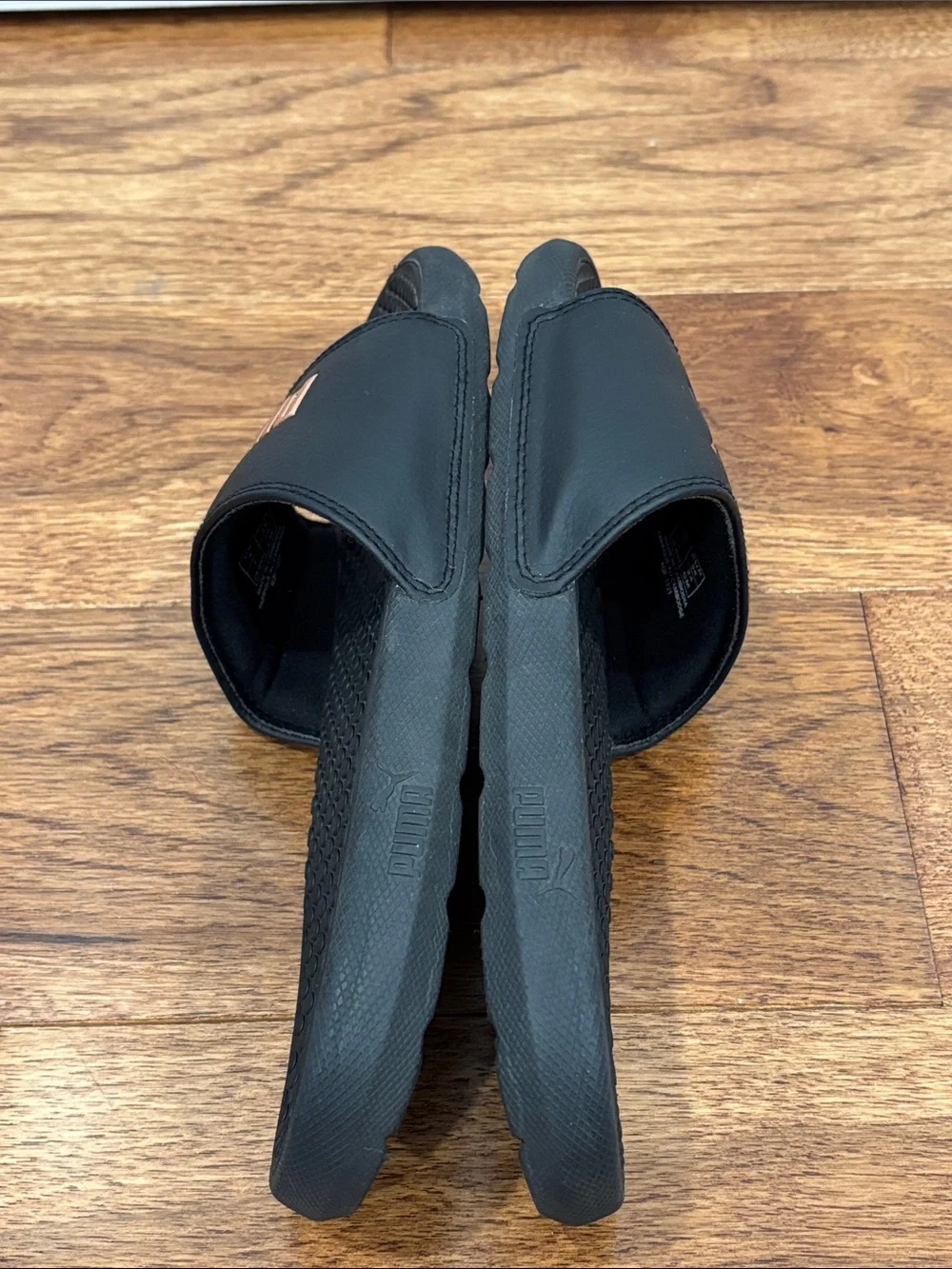 Puma Black Slides with Rose Gold Logo 7
